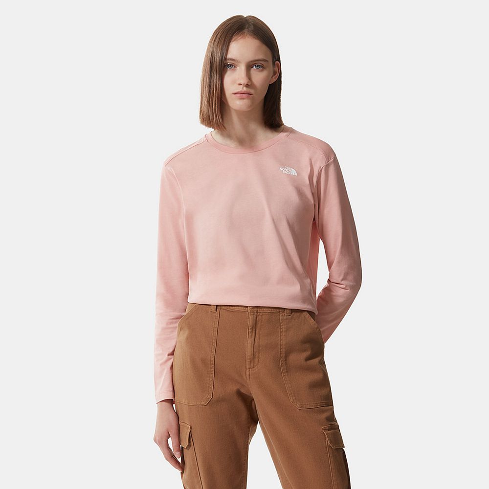 The North Face Long Sleeve Womens Australia - The North Face Simple Dome Long-Sleeve Rose (FMD-63128